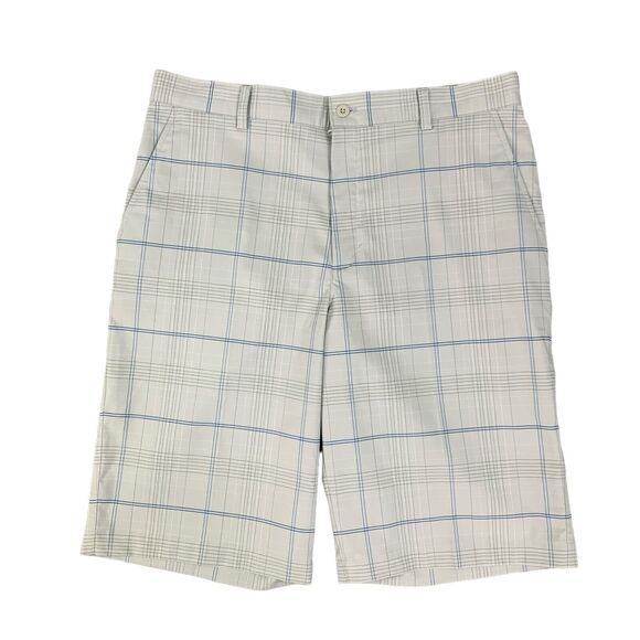 NIke Golf Short Mens 34 Grey Plaid Dri Fit Performance Mesquite Shoot-Out Logo - Picture 1 of 12